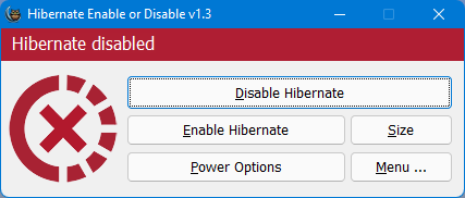 Hibernate Enable or Disable v1.3