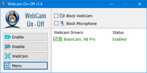 WebCam On-Off v1.4