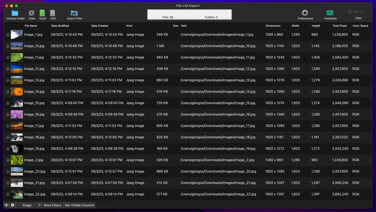 File List Export
