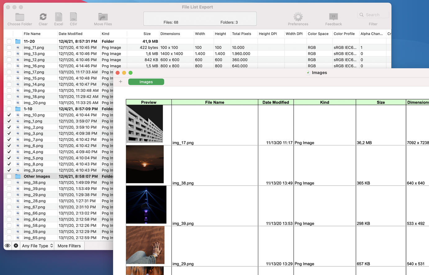 File List Export
