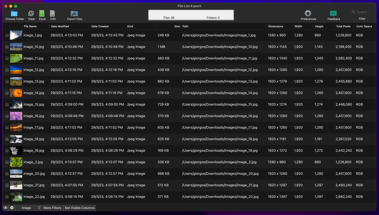 File List Export