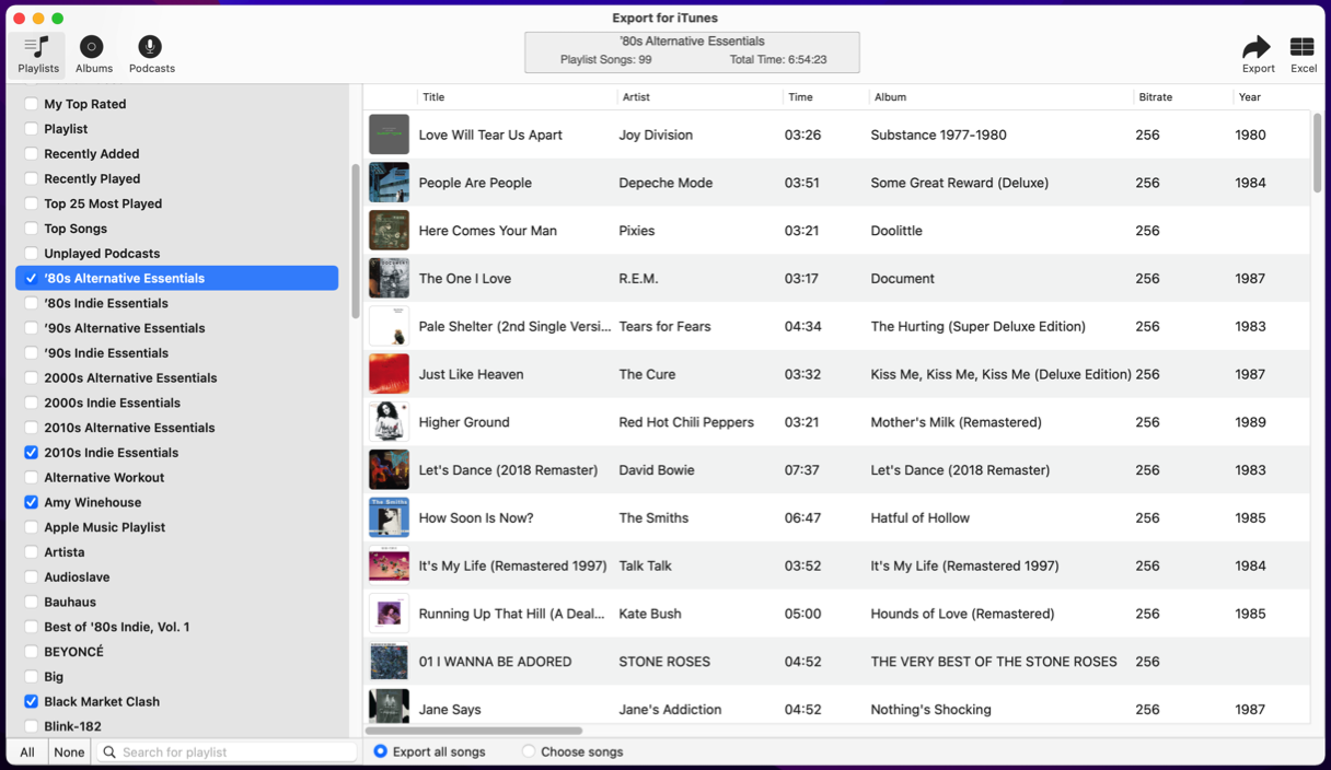 Export for iTunes
