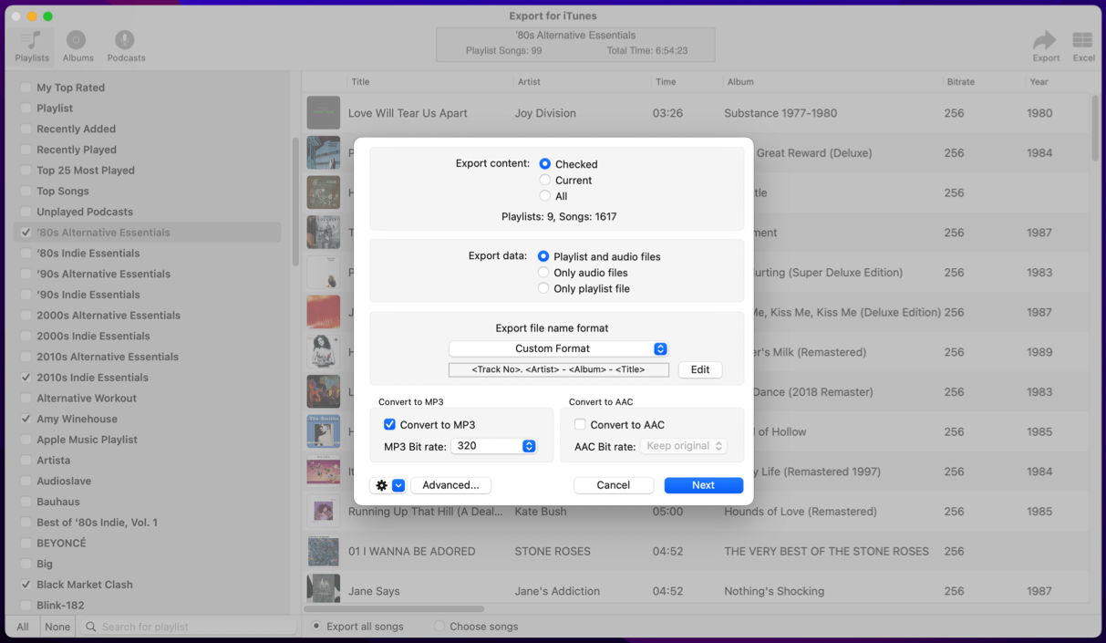 Export for iTunes