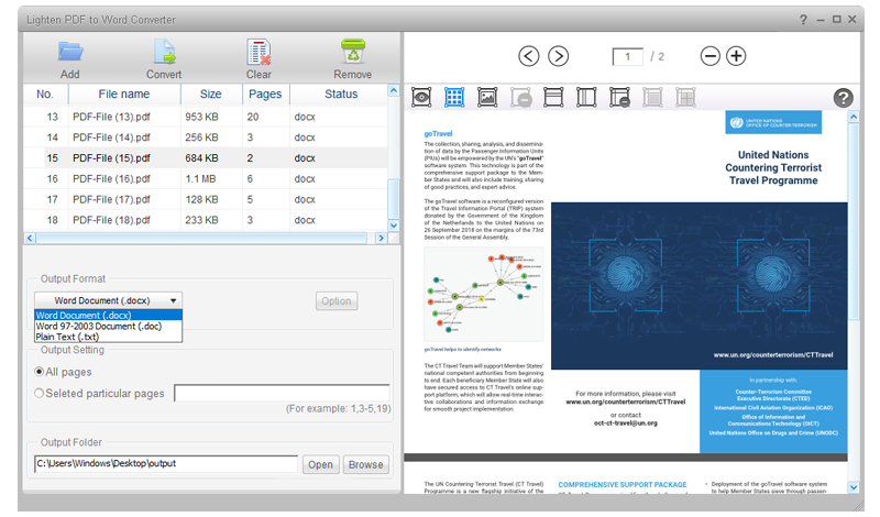 Lighten PDF to Word Converte