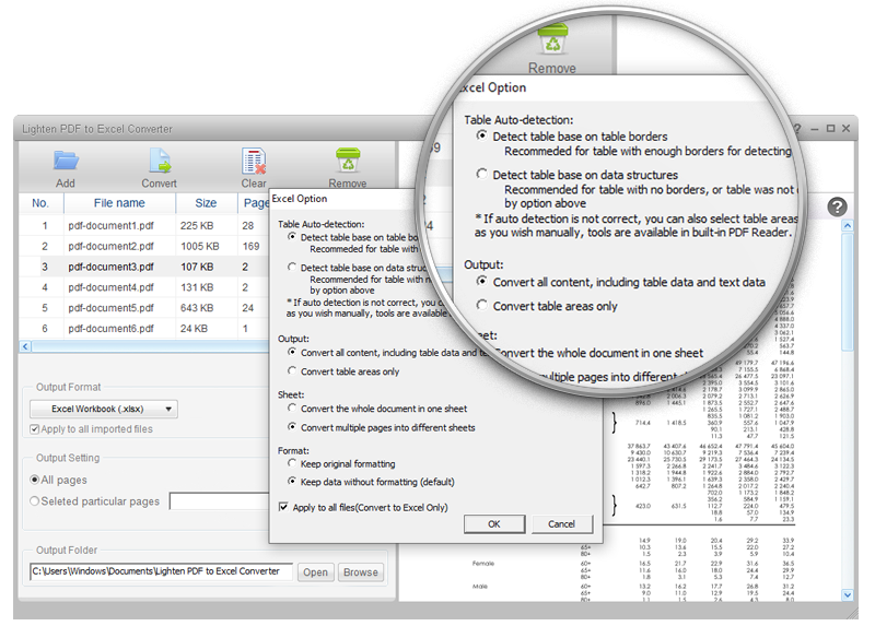 Lighten PDF to Excel Converter