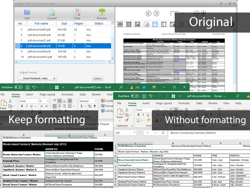 Lighten PDF to Excel Converter