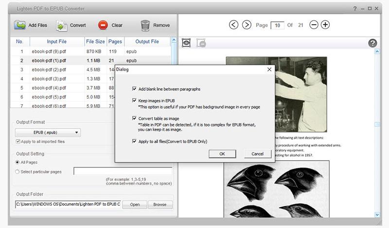 Lighten PDF to EPUB