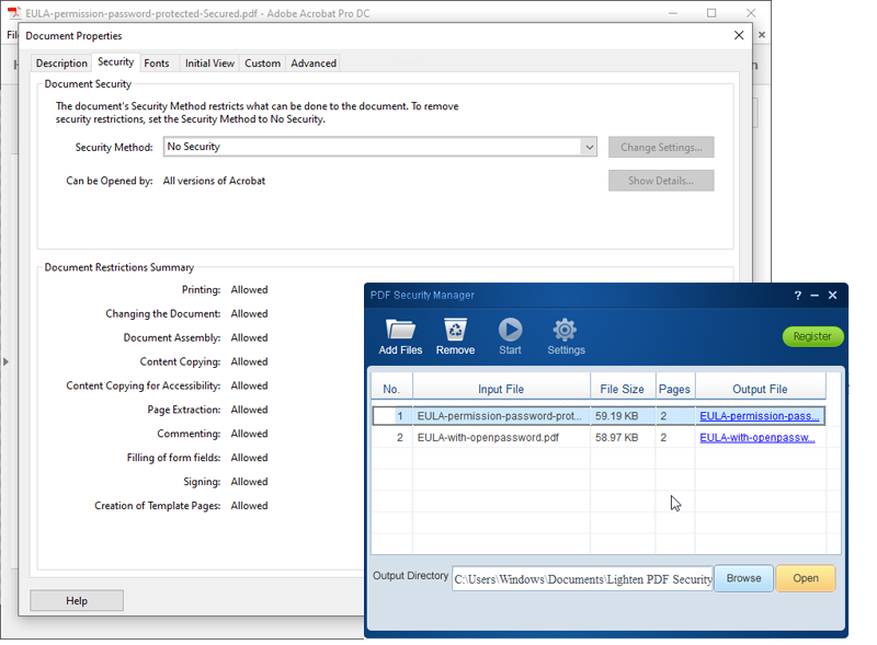 Lighten PDF Security Manage